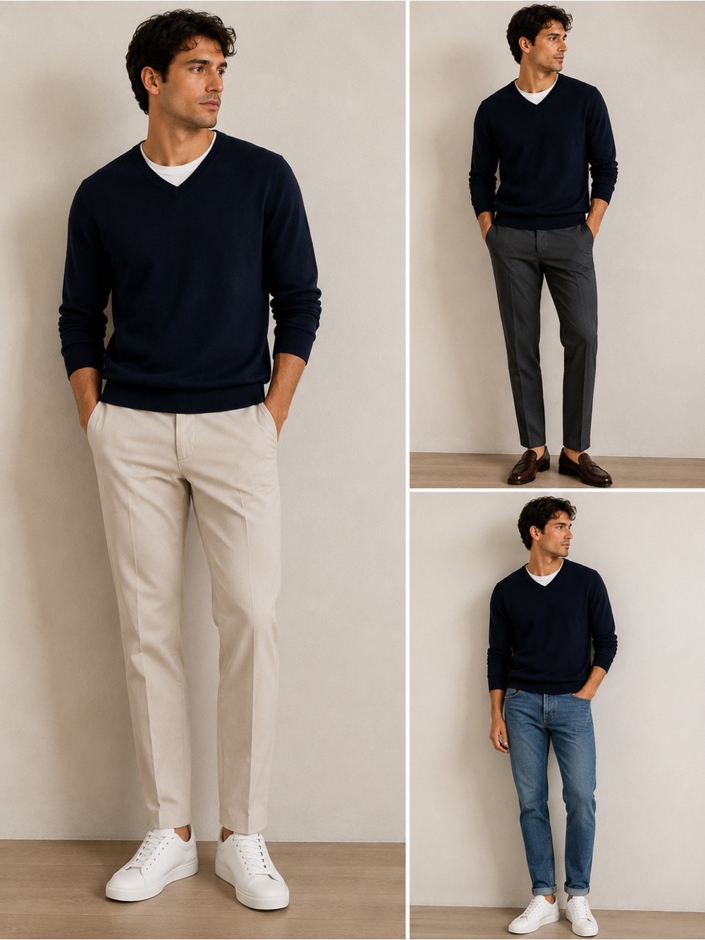 Brooks brothers merino wool blend v neck sweater navy Medium